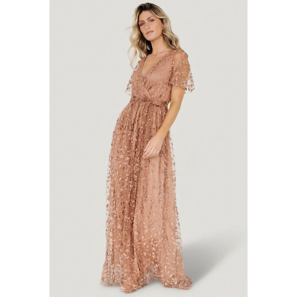 BALTIC BORN Marseille Embossed Maxi Dress Nude Rose Sz XS NWT $153 {3S18} - Picture 2 of 4